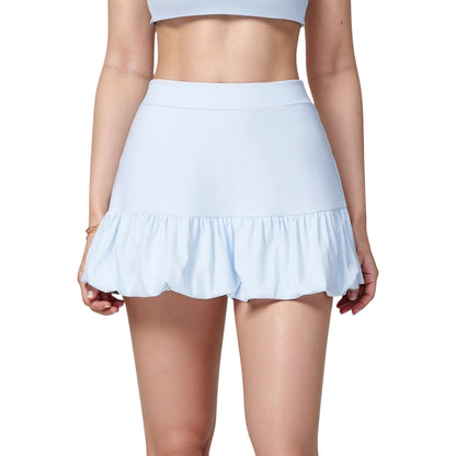 Anna-Kaci Active Women's Ruffle Hem High Waist Skort Built-In Shorts Stretch Waistband Flowy Lightweight Design