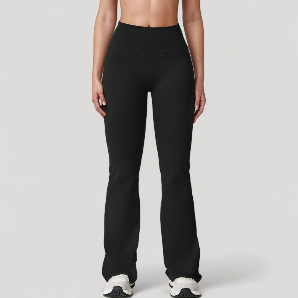 Anna-Kaci Active Women's High Waist Flared Leg Stretch Pants Smooth Fabric Seamless Waistband Active Lounge Bottoms