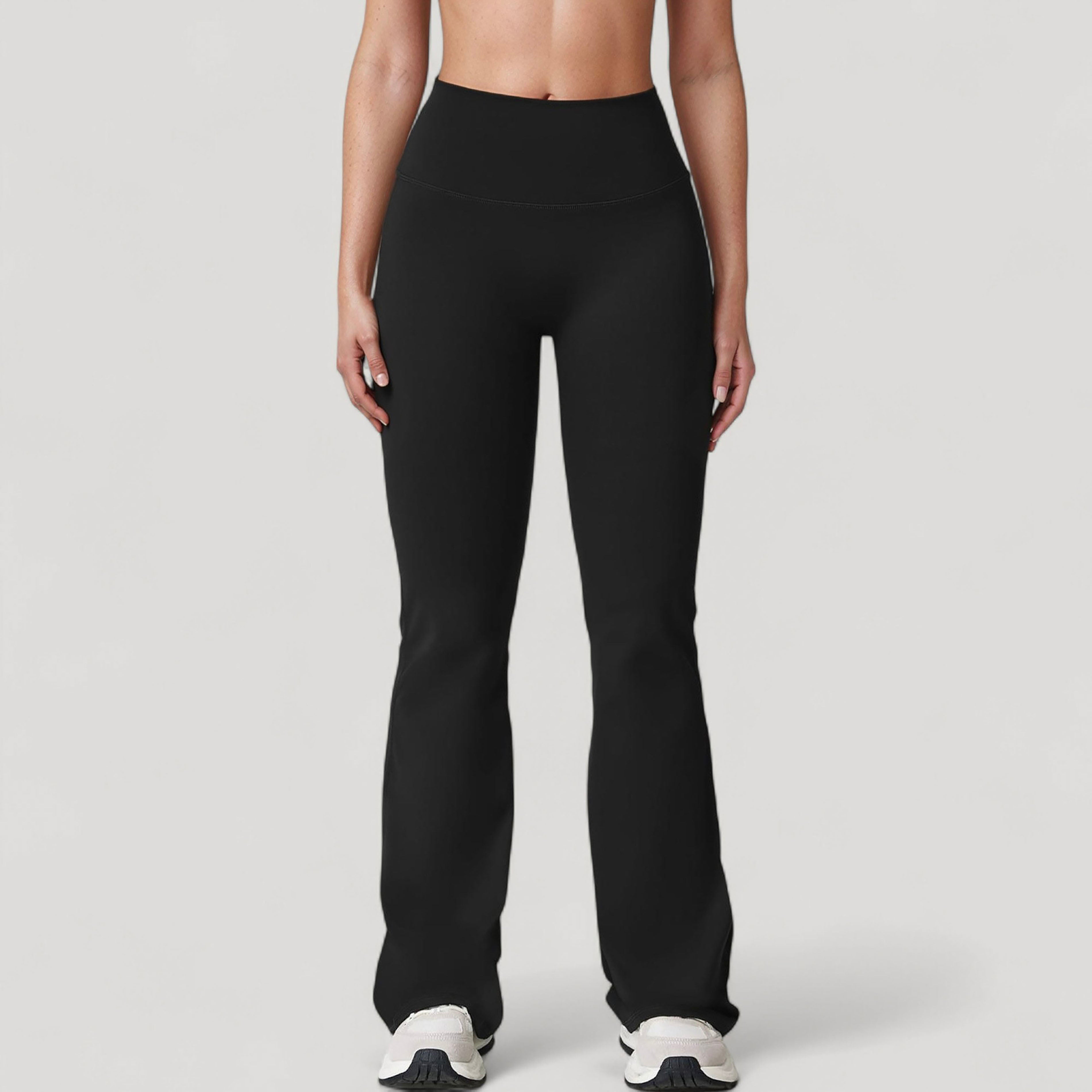 Anna-Kaci Active Women's High Waist Flared Leg Stretch Pants Smooth Fabric Seamless Waistband Active Lounge Bottoms