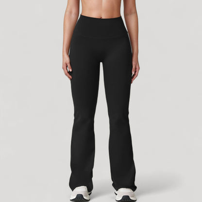 Anna-Kaci Active Women's High Waist Flared Leg Stretch Pants Smooth Fabric Seamless Waistband Active Lounge Bottoms