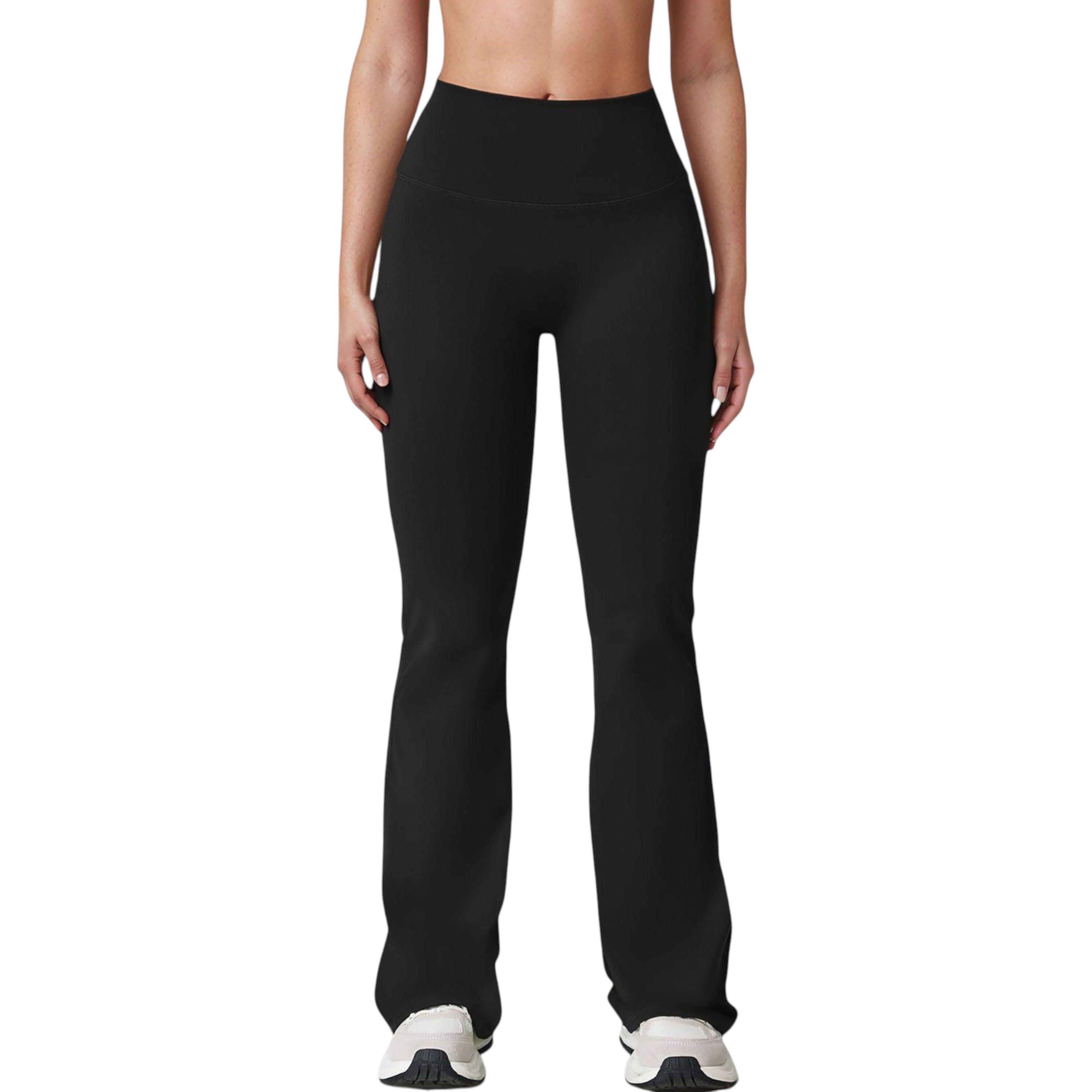 Anna-Kaci Active Women's High Waist Flared Leg Stretch Pants Smooth Fabric Seamless Waistband Active Lounge Bottoms