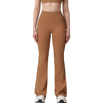 Anna-Kaci Active Women's High Waist Flared Leg Stretch Pants Smooth Fabric Seamless Waistband Active Lounge Bottoms
