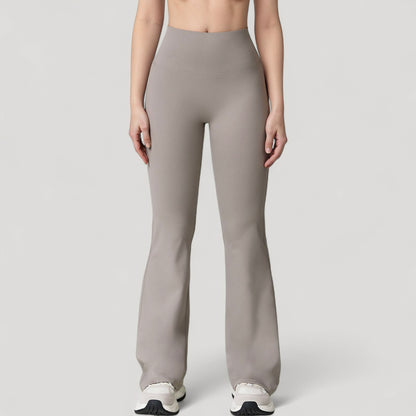 Anna-Kaci Active Women's High Waist Flared Leg Stretch Pants Smooth Fabric Seamless Waistband Active Lounge Bottoms