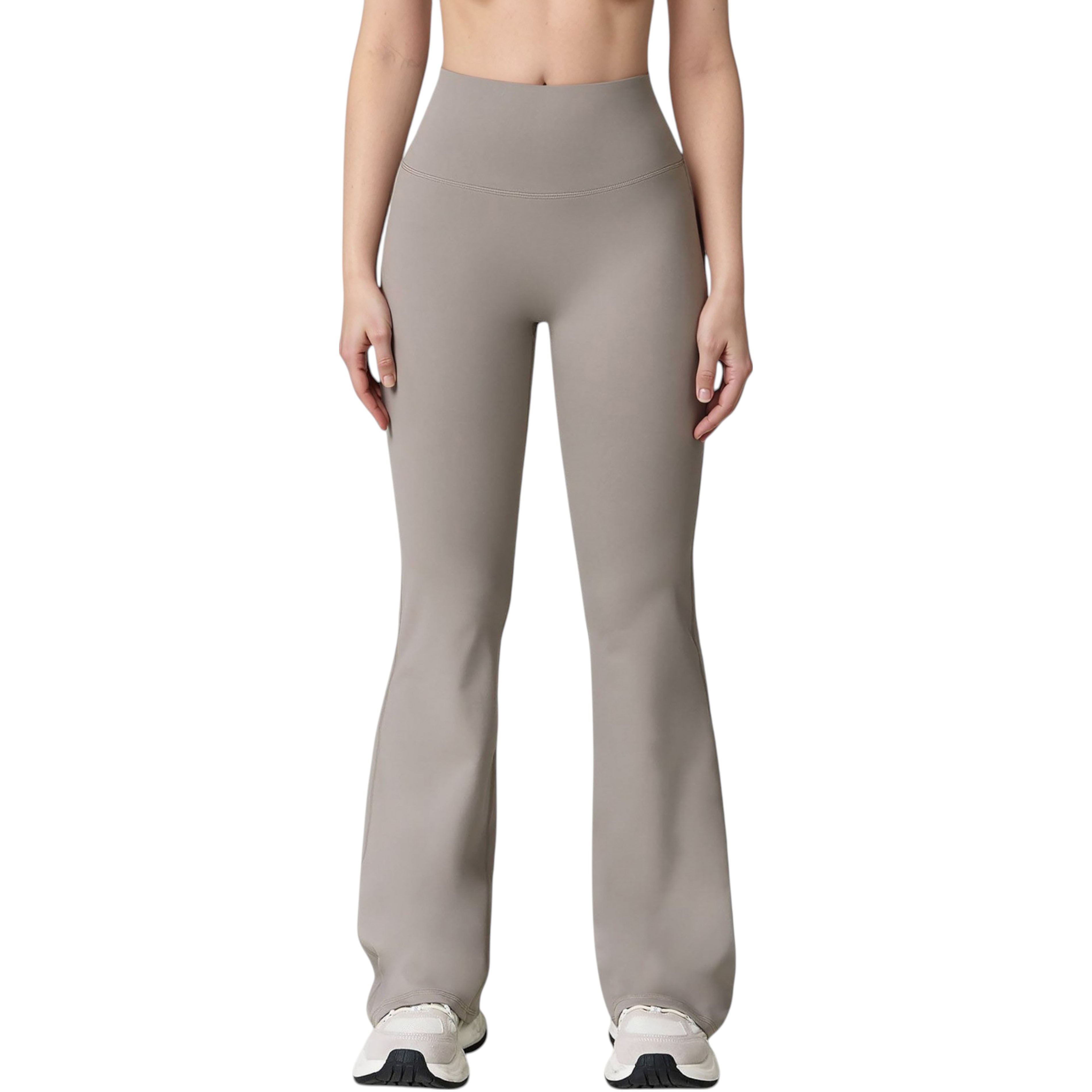 Anna-Kaci Active Women's High Waist Flared Leg Stretch Pants Smooth Fabric Seamless Waistband Active Lounge Bottoms