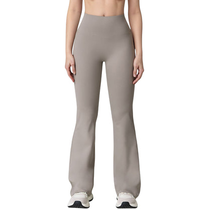 Anna-Kaci Active Women's High Waist Flared Leg Stretch Pants Smooth Fabric Seamless Waistband Active Lounge Bottoms