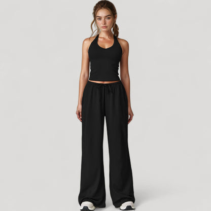 Anna-Kaci Active Women's Wide Leg Lounge Pants with Drawstring Waist and Relaxed Fit for All-Day Comfort