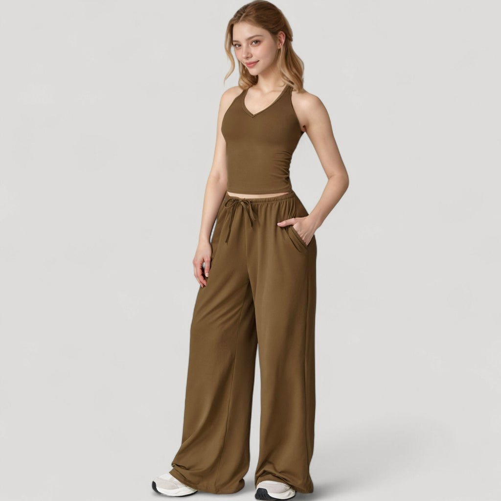 Anna-Kaci Active Women's Wide Leg Lounge Pants with Drawstring Waist and Relaxed Fit for All-Day Comfort