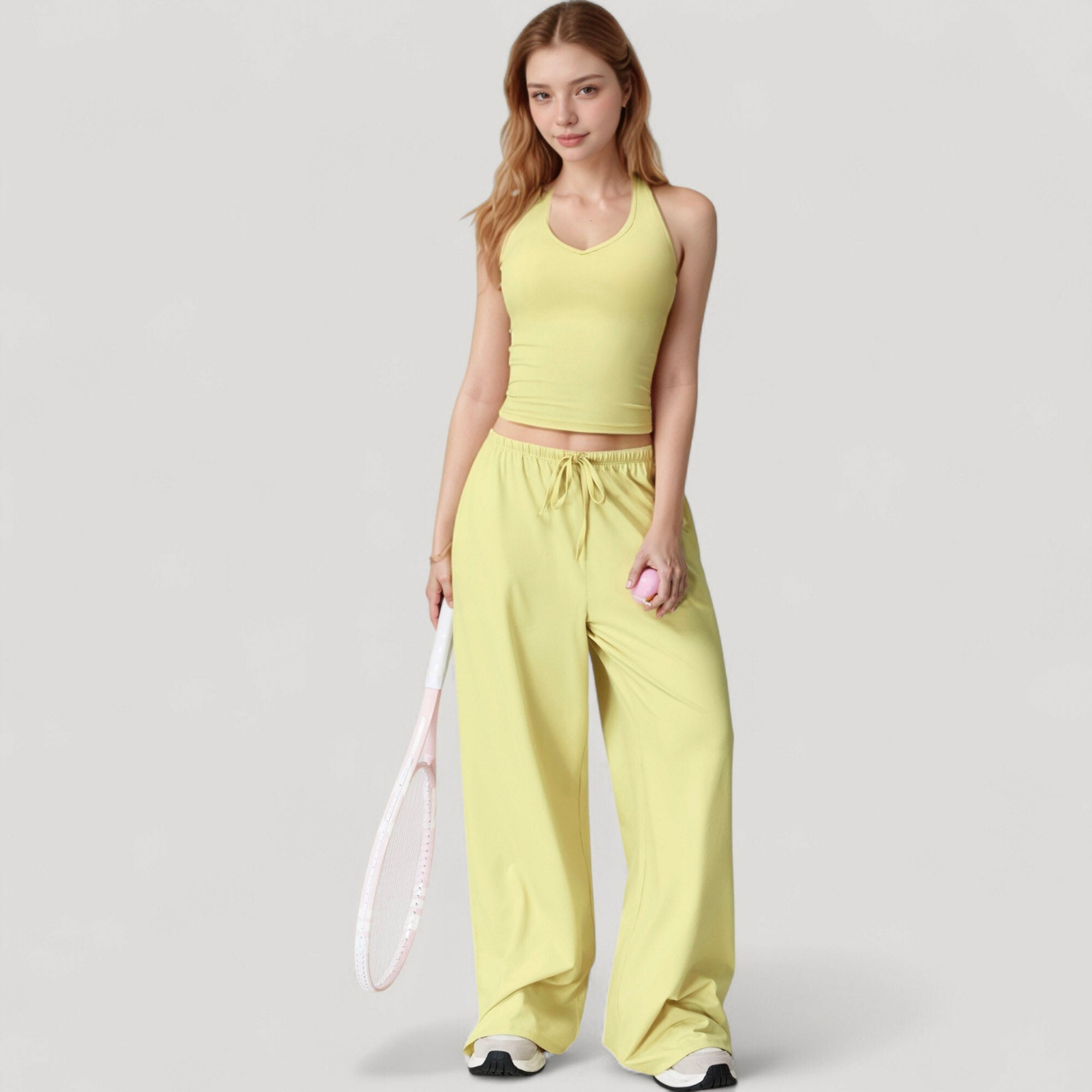 Anna-Kaci Active Women's Wide Leg Lounge Pants with Drawstring Waist and Relaxed Fit for All-Day Comfort