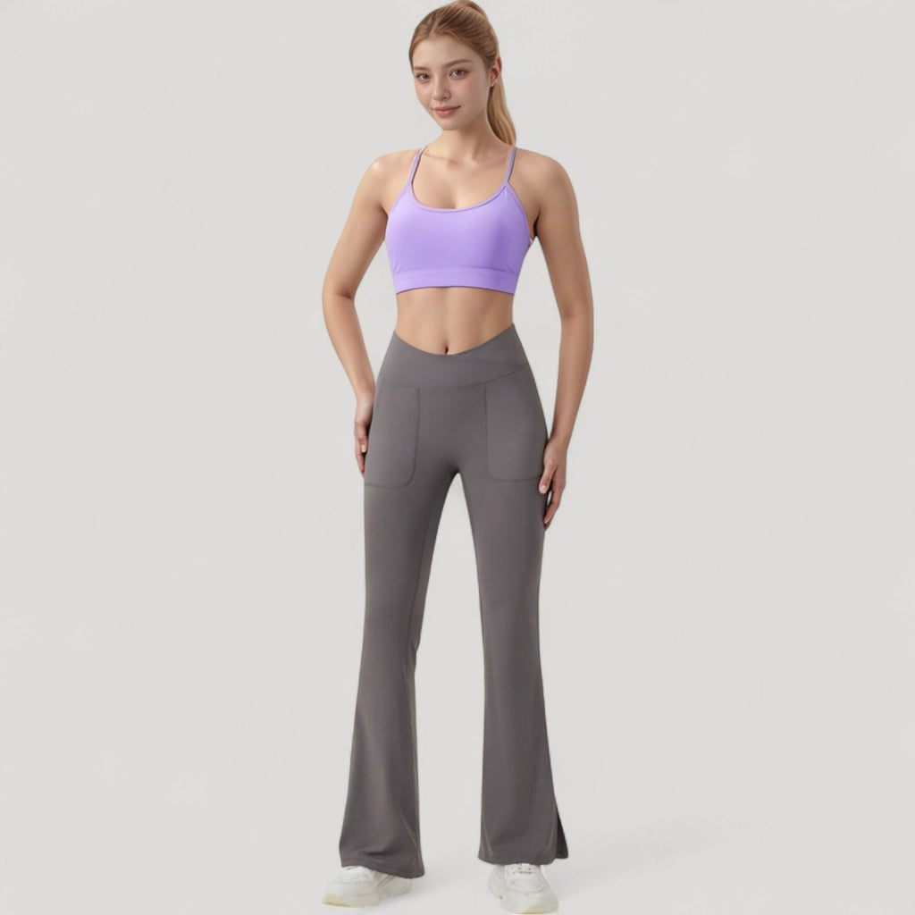 Anna-Kaci Active Women's Scoop Neck Sports Bra with Thin Straps Smooth Stretch Fabric Removable Pads Low Impact Support