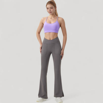 Anna-Kaci Active Women's Scoop Neck Sports Bra with Thin Straps Smooth Stretch Fabric Removable Pads Low Impact Support