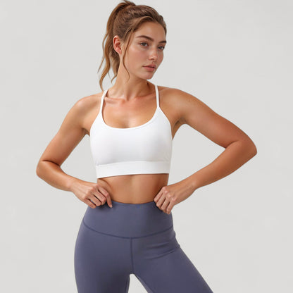 Anna-Kaci Active Women's Scoop Neck Sports Bra with Thin Straps Smooth Stretch Fabric Removable Pads Low Impact Support