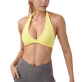 Anna-Kaci Active Women's Halter Neck Sports Bra with Ruched Front Detail Low Impact Stretch Fabric Removable Padding