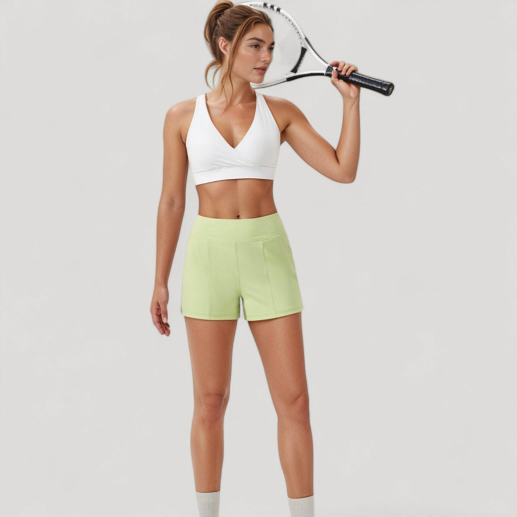Anna-Kaci Active Women's Crossover V-Neck Sports Bra with Wide Straps and Stretch Support Band