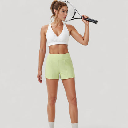 Anna-Kaci Active Women's Crossover V-Neck Sports Bra with Wide Straps and Stretch Support Band