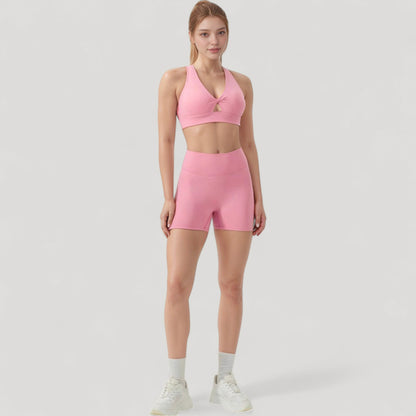 Anna-Kaci Active Women's Twist Front Sports Bra with Keyhole Cutout and Wide Shoulder Straps