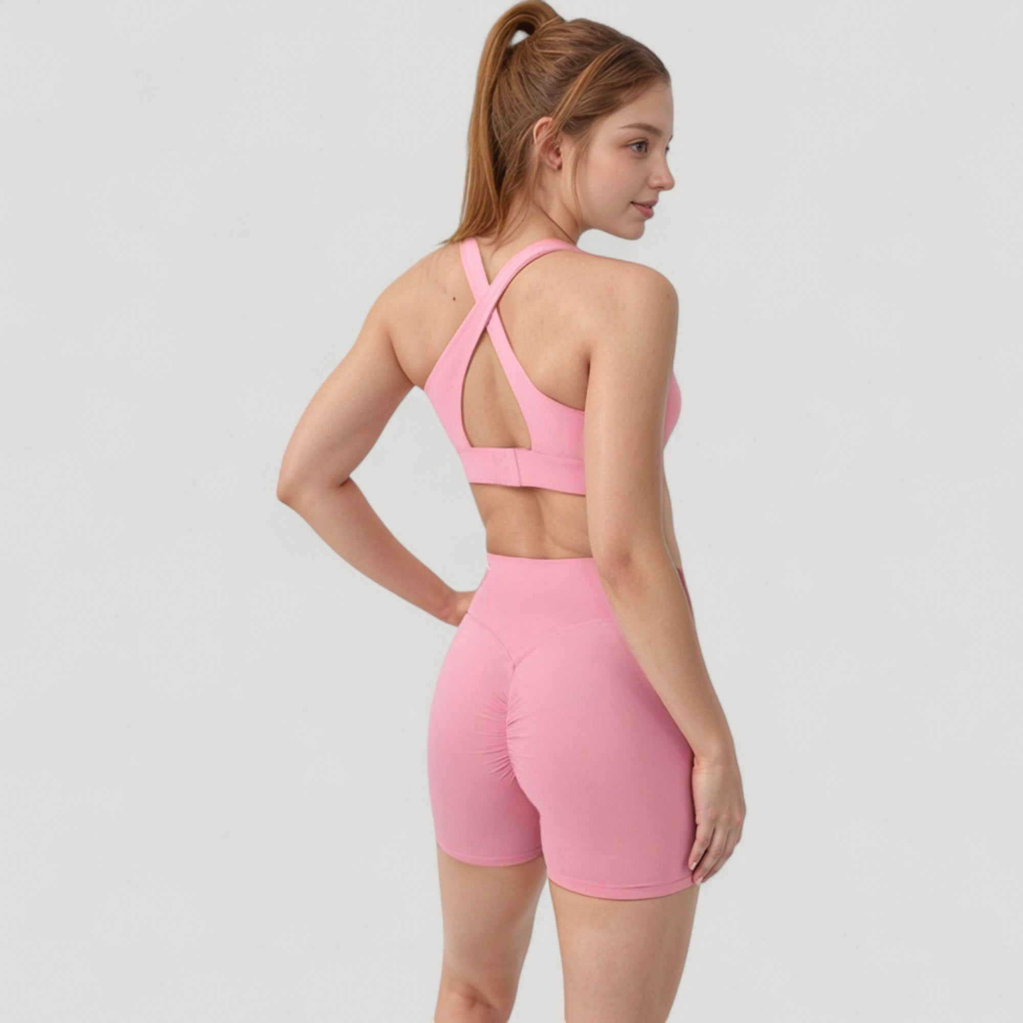 Anna-Kaci Active Women's Twist Front Sports Bra with Keyhole Cutout and Wide Shoulder Straps