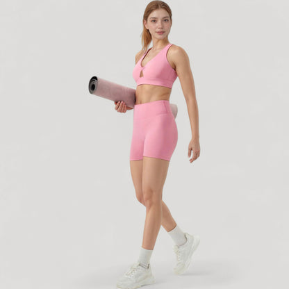 Anna-Kaci Active Women's Twist Front Sports Bra with Keyhole Cutout and Wide Shoulder Straps