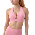Anna-Kaci Active Women's Twist Front Sports Bra with Keyhole Cutout and Wide Shoulder Straps
