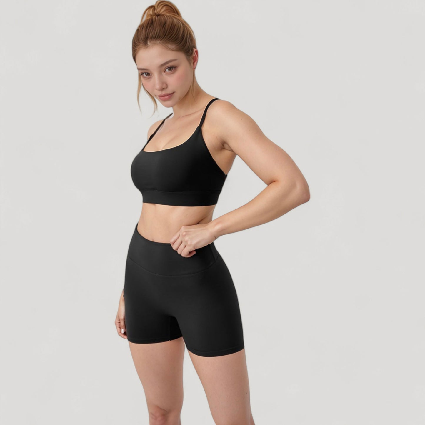 Anna-Kaci Active Women's Scoop Neck Sports Bra with Adjustable Spaghetti Straps Removable Padding Stretch Fabric for Low Impact Activity