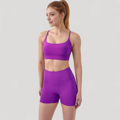 Anna-Kaci Active Women's Scoop Neck Sports Bra with Adjustable Spaghetti Straps Removable Padding Stretch Fabric for Low Impact Activity