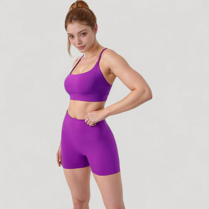 Anna-Kaci Active Women's Scoop Neck Sports Bra with Adjustable Spaghetti Straps Removable Padding Stretch Fabric for Low Impact Activity