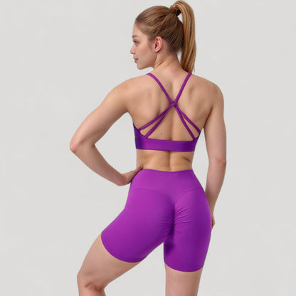 Anna-Kaci Active Women's Scoop Neck Sports Bra with Adjustable Spaghetti Straps Removable Padding Stretch Fabric for Low Impact Activity