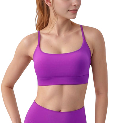Anna-Kaci Active Women's Scoop Neck Sports Bra with Adjustable Spaghetti Straps Removable Padding Stretch Fabric for Low Impact Activity