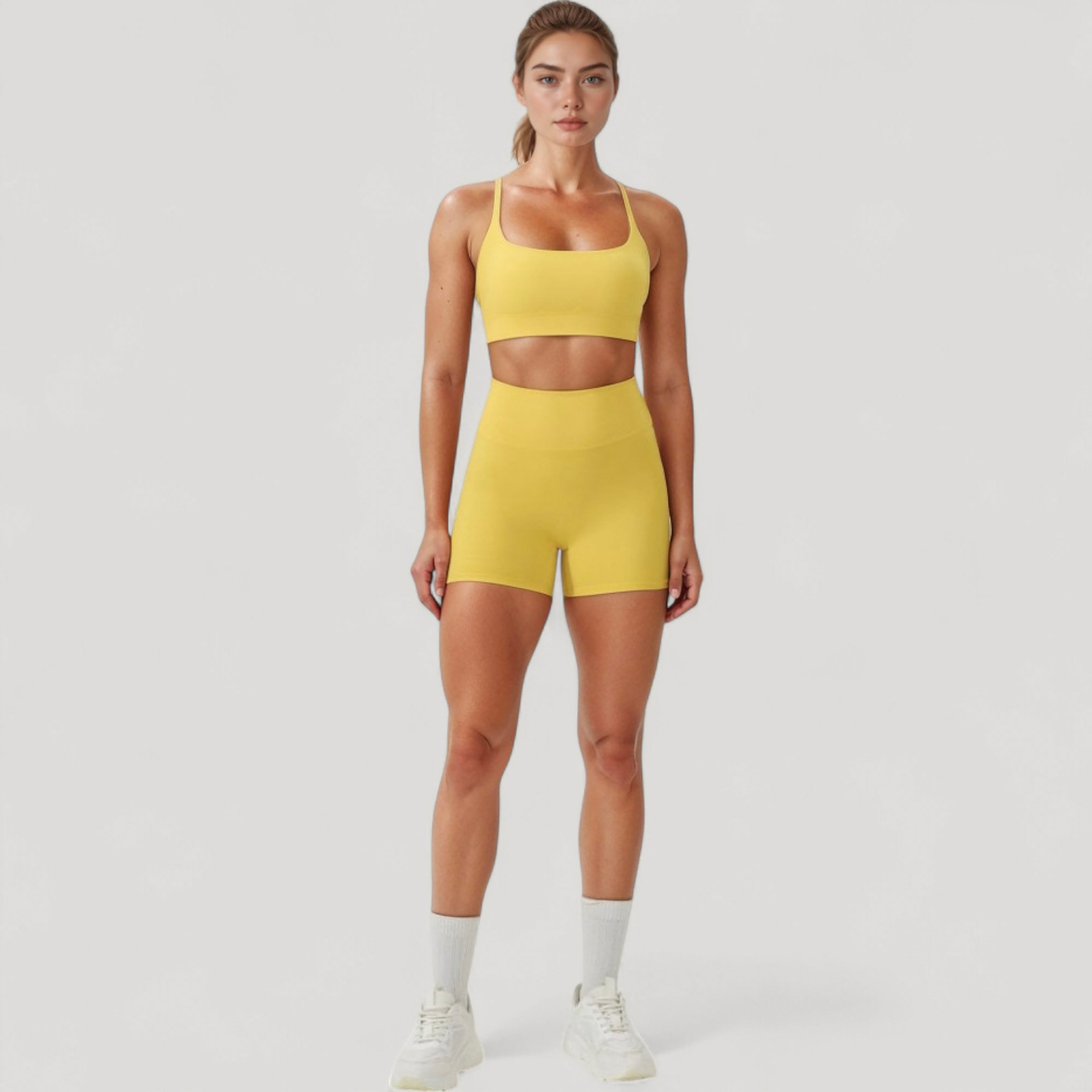 Anna-Kaci Active Women's Scoop Neck Sports Bra with Adjustable Spaghetti Straps Removable Padding Stretch Fabric for Low Impact Activity