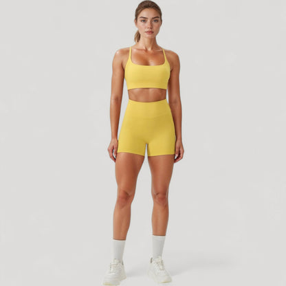 Anna-Kaci Active Women's Scoop Neck Sports Bra with Adjustable Spaghetti Straps Removable Padding Stretch Fabric for Low Impact Activity
