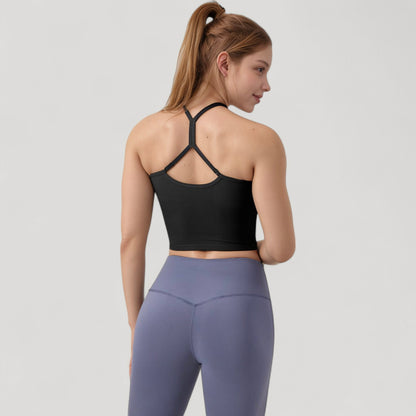 Anna-Kaci Active Women's Ribbed Cropped Tank with Strappy Back and Stretch Fit for Lightweight Layering