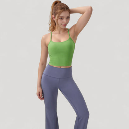 Anna-Kaci Active Women's Ribbed Cropped Tank with Strappy Back and Stretch Fit for Lightweight Layering