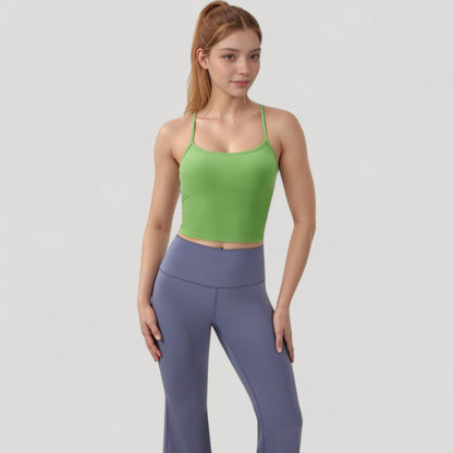 Anna-Kaci Active Women's Ribbed Cropped Tank with Strappy Back and Stretch Fit for Lightweight Layering