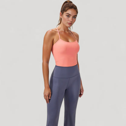 Anna-Kaci Active Women's Ribbed Cropped Tank with Strappy Back and Stretch Fit for Lightweight Layering
