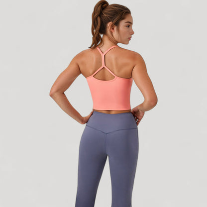 Anna-Kaci Active Women's Ribbed Cropped Tank with Strappy Back and Stretch Fit for Lightweight Layering