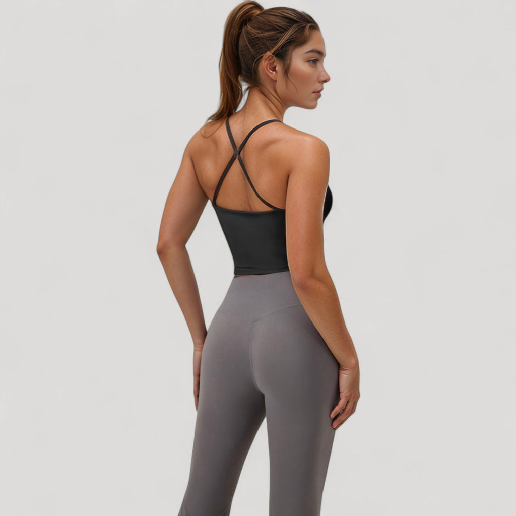 Anna-Kaci Active Women's Scoop Neck Racerback Tank Top with Handkerchief Hem and Built-In Shelf Bra for Low Impact Activity