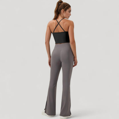 Anna-Kaci Active Women's Scoop Neck Racerback Tank Top with Handkerchief Hem and Built-In Shelf Bra for Low Impact Activity