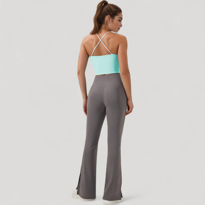 Anna-Kaci Active Women's Scoop Neck Racerback Tank Top with Handkerchief Hem and Built-In Shelf Bra for Low Impact Activity