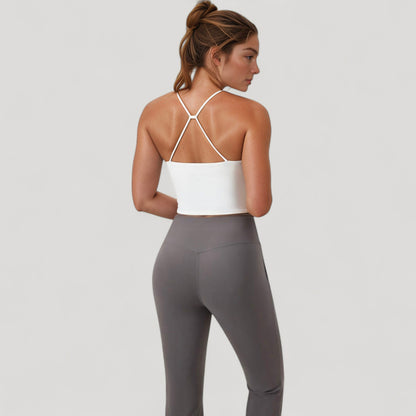 Anna-Kaci Active Women's Scoop Neck Racerback Tank Top with Handkerchief Hem and Built-In Shelf Bra for Low Impact Activity