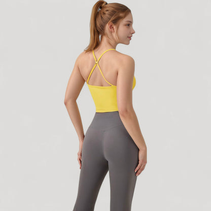 Anna-Kaci Active Women's Scoop Neck Racerback Tank Top with Handkerchief Hem and Built-In Shelf Bra for Low Impact Activity