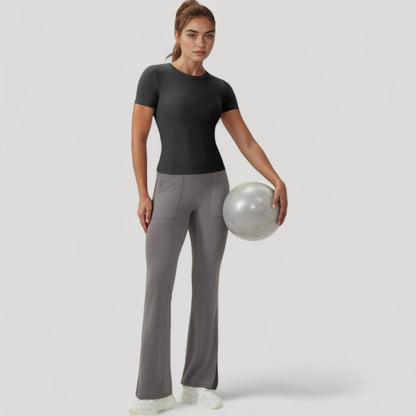 Anna-Kaci Women's Short Sleeve Performance Tee with Crew Neck and Slim Fit Stretch Fabric
