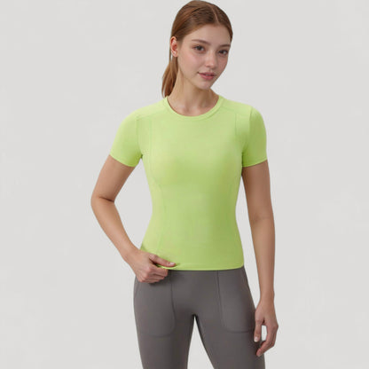 Anna-Kaci Women's Short Sleeve Performance Tee with Crew Neck and Slim Fit Stretch Fabric