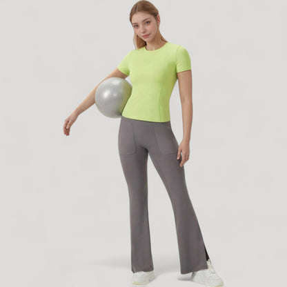 Anna-Kaci Women's Short Sleeve Performance Tee with Crew Neck and Slim Fit Stretch Fabric
