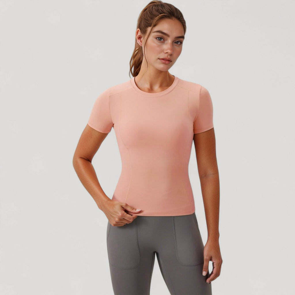 Anna-Kaci Women's Short Sleeve Performance Tee with Crew Neck and Slim Fit Stretch Fabric