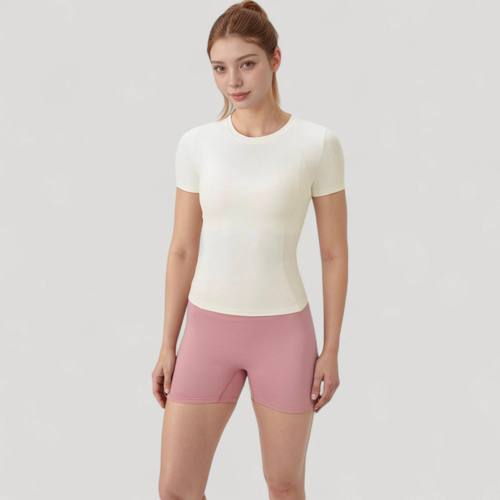Anna-Kaci Women's Short Sleeve Performance Tee with Crew Neck and Slim Fit Stretch Fabric