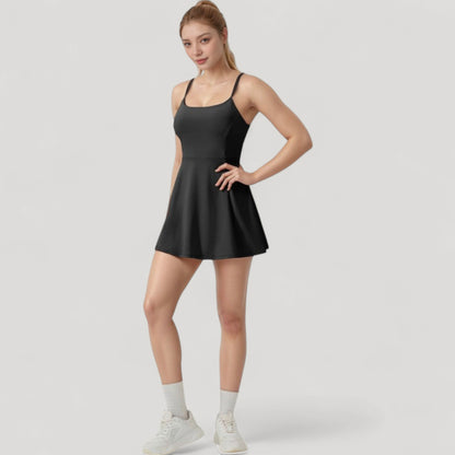 Anna-Kaci Active Women's Activewear Tennis Dress with Spaghetti Straps and A-Line Skirt Design