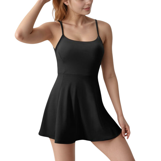 Anna-Kaci Active Women's Activewear Tennis Dress with Spaghetti Straps and A-Line Skirt Design