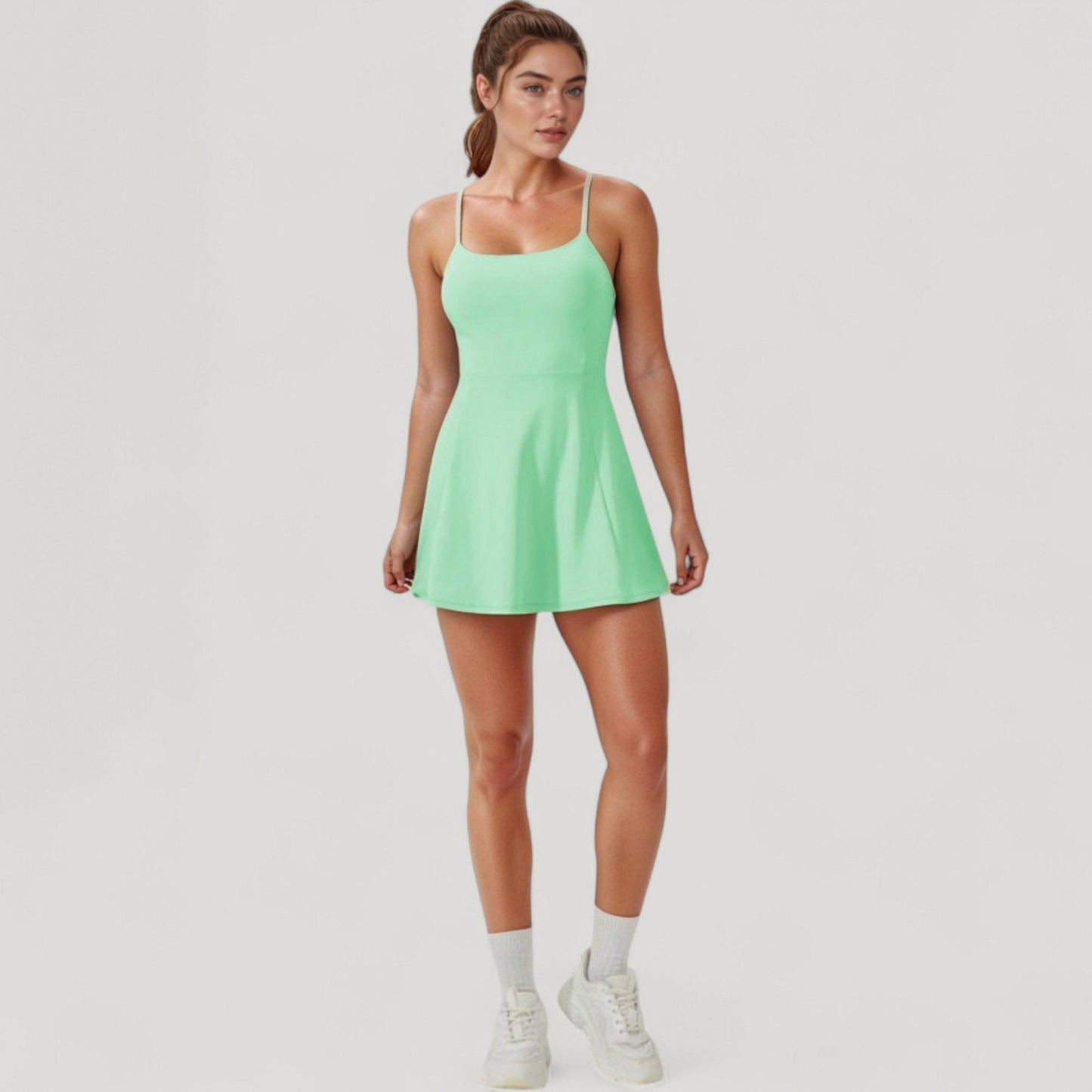 Anna-Kaci Active Women's Activewear Tennis Dress with Spaghetti Straps and A-Line Skirt Design