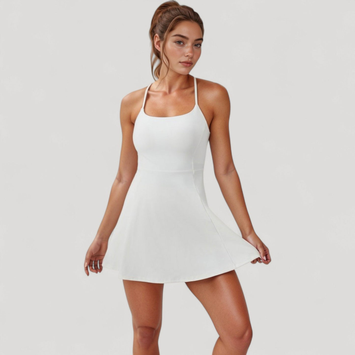 Anna-Kaci Active Women's Activewear Tennis Dress with Spaghetti Straps and A-Line Skirt Design