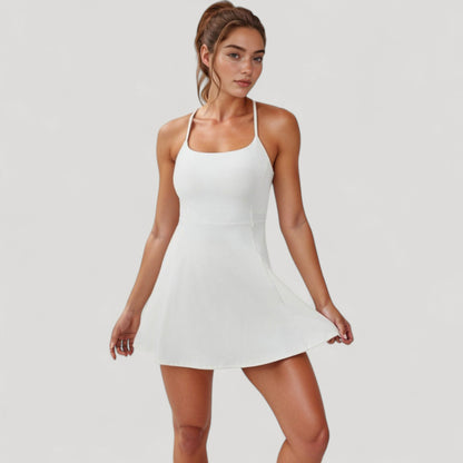 Anna-Kaci Active Women's Activewear Tennis Dress with Spaghetti Straps and A-Line Skirt Design