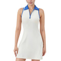 Anna-Kaci Women's Sleeveless Zip-Up Tennis Dress with Collared Neckline and Flared Hem